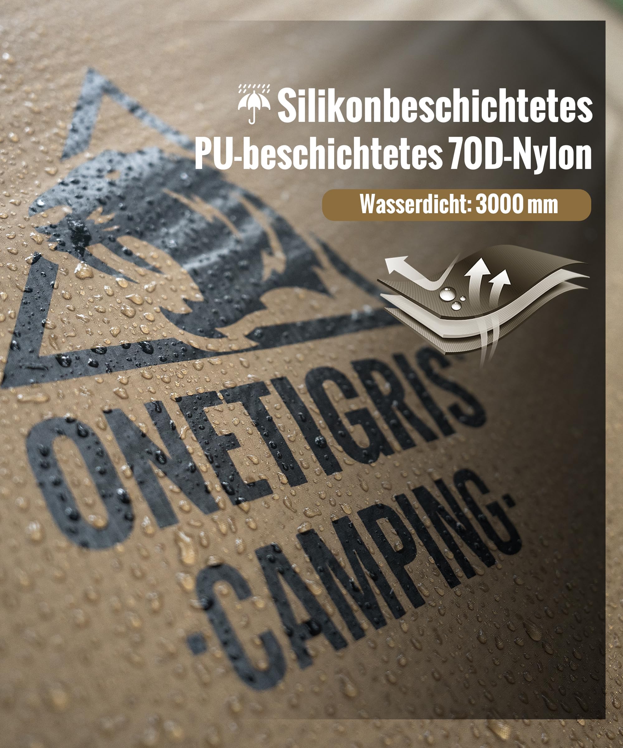 OneTigris Raven Nest Tunnelzelt 2 Personen, Winterzelt, Hot Tent, Ofenloch | Camping Zelt wasserdicht 3000 mm Wassersäule für Reisen Outdoor
