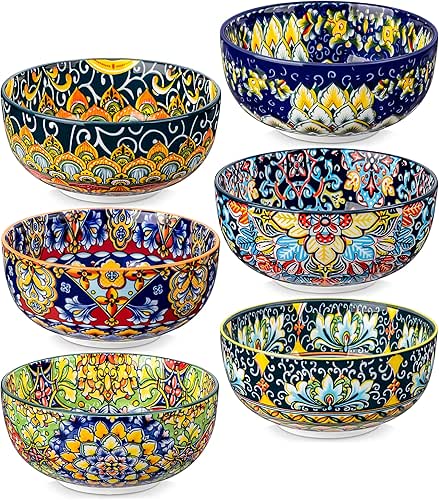vancasso Cereal Bowls Set of 6, Bohemian Ceramic Soup Bowls,