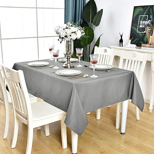 KAIPHO Mantel cuadrado gris impermeable resistente a las manchas sin arrugas de poliéster de 210 GSM lavable para fiestas banquetes uso en