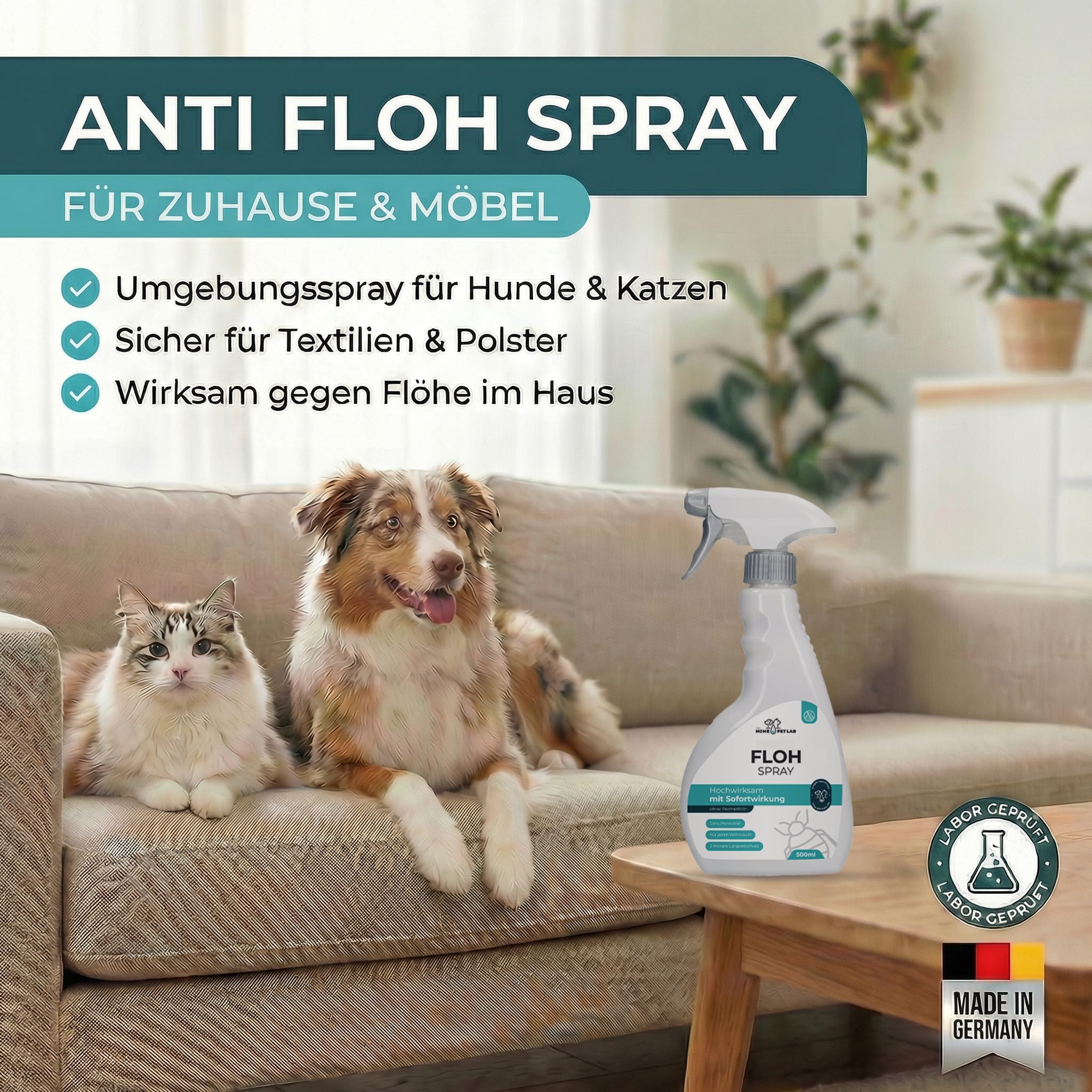 Animal Vita® Flohspray Für Wohnung & Möbel – Sofortiger Schutz Gegen Flöhe, Treibgasfrei & Laborgeprüft