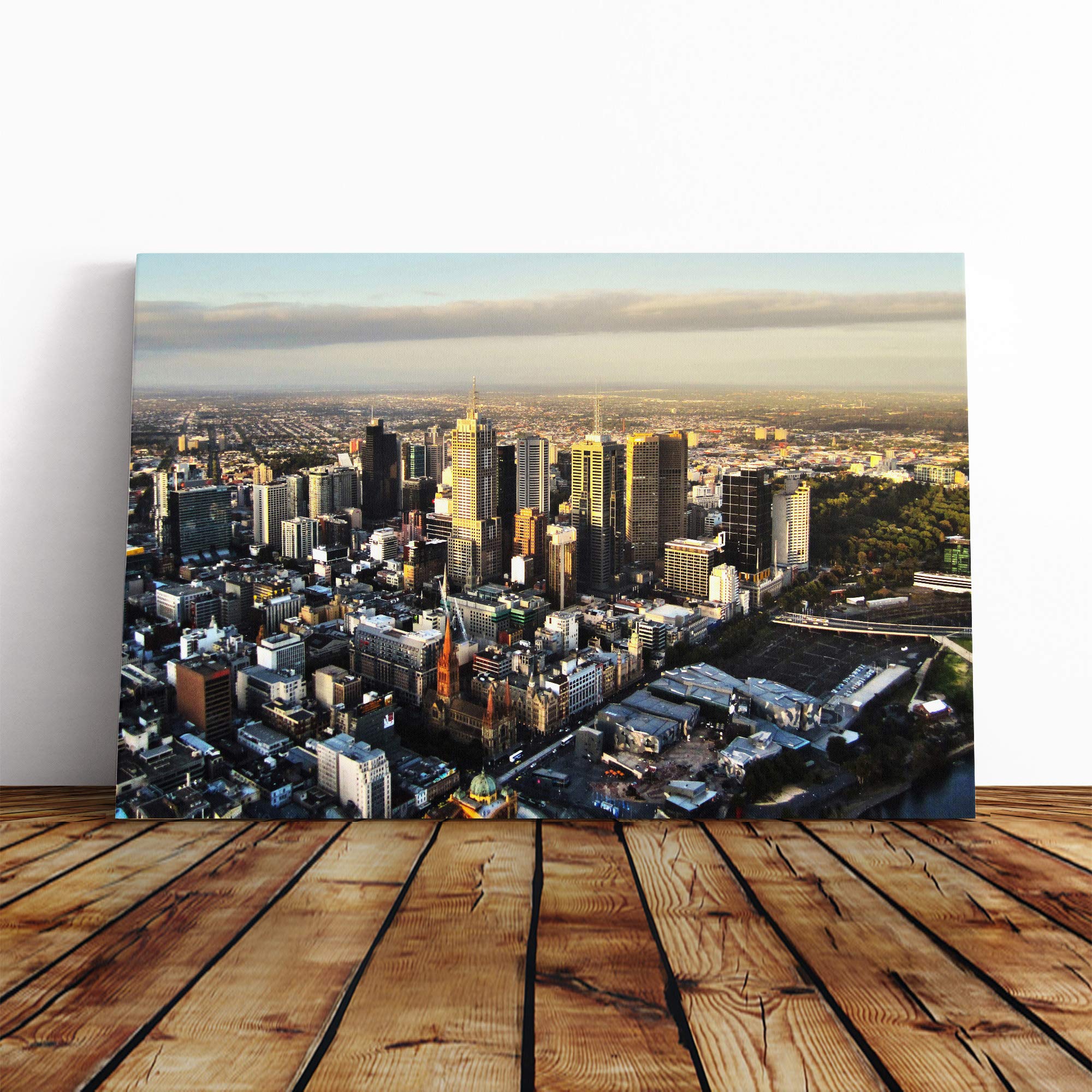 Melbourne Australia Skyline Canvas Print | Gallery Wrapped 30mm Frame Wall Art | 30x20 inches | Ready to Hang | Modern Cityscape Picture | Living Room Bedroom Lounge Office