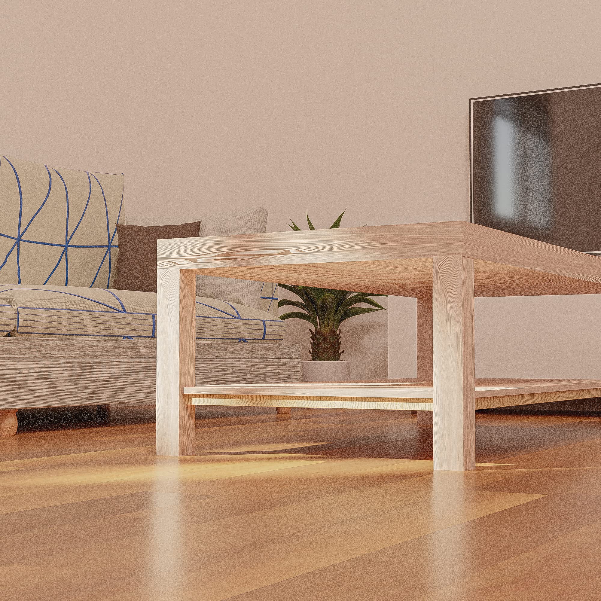 Amig - Pied Carré pour Meuble, Pied en Bois de Hêtre avec Finition Naturelle, Pieds de Remplacement pour Canapés, Lits, Tables, Fixation : Tige Métallique Métrique 8, Dimensions : 50 x 50 x 360 mm