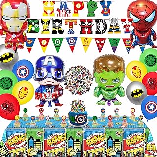 Kids Superhero Birthday Party Decorations Kit - Complete Set with Banner...