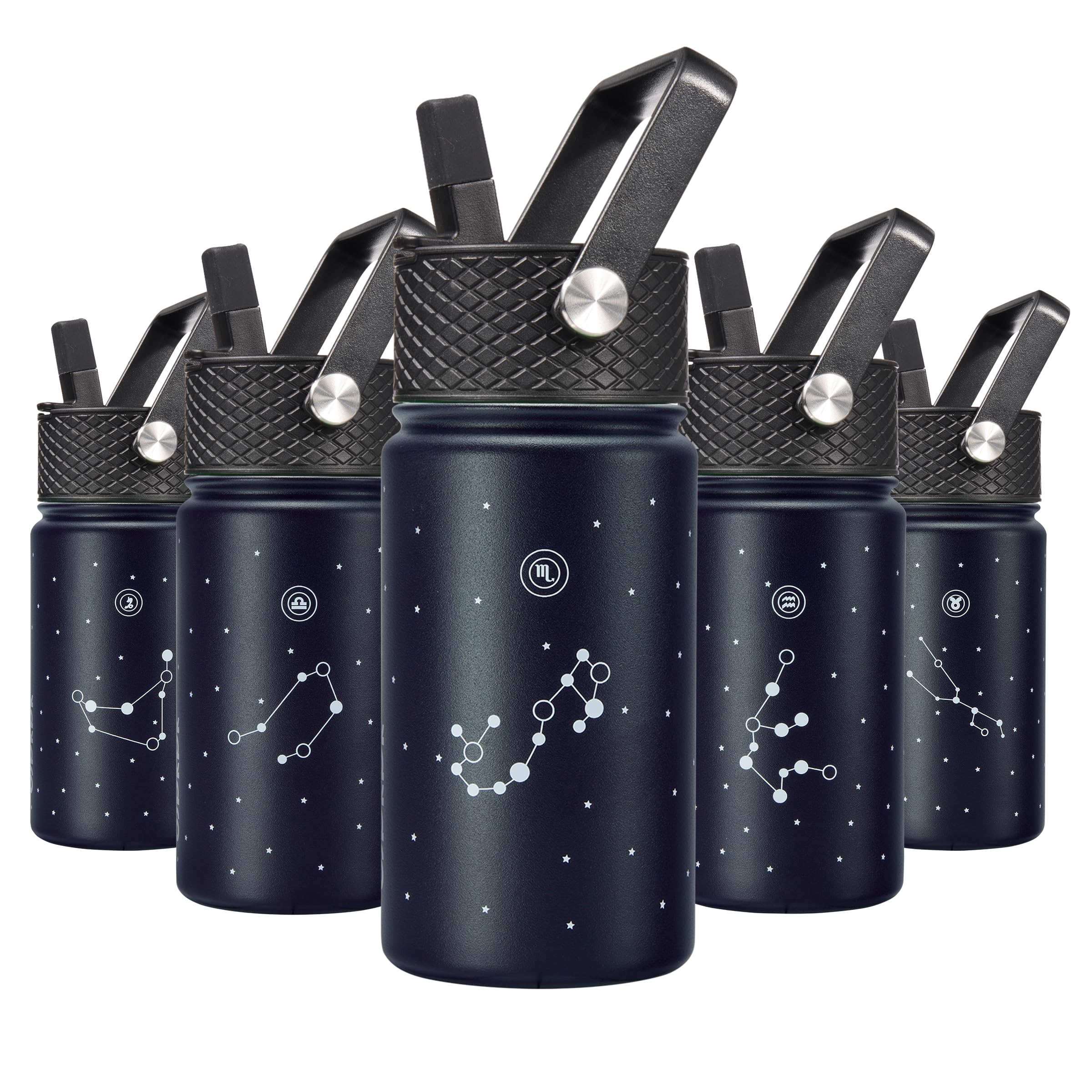BJPKPK Insulated Water Bottle, 15oz Stainless Steel with Straw Lid