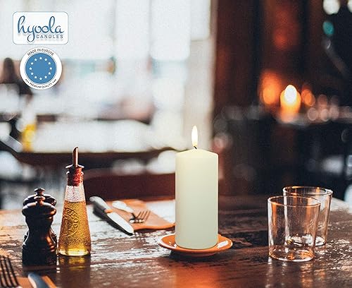 Miniatura 5 de Hyoola Velas de pilar marfil de 3 x 9 pulgadas, velas de pilar sin perfume, paquete de 4, hechas en Europa