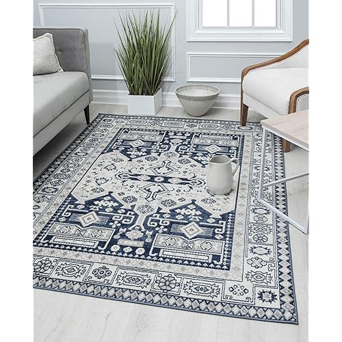 Rugs America Gallagher Collection GL60C Navy Koti Transitional Vintage Area Rug 8' x 10'