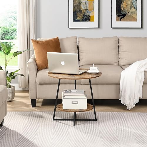 Miniatura 7 de D&H FURNIMMT Mesas auxiliares decorativas para sala de estar, mesa auxiliar pequeña de 22 pulgadas para espacios pequeños, mesita de noche redonda
