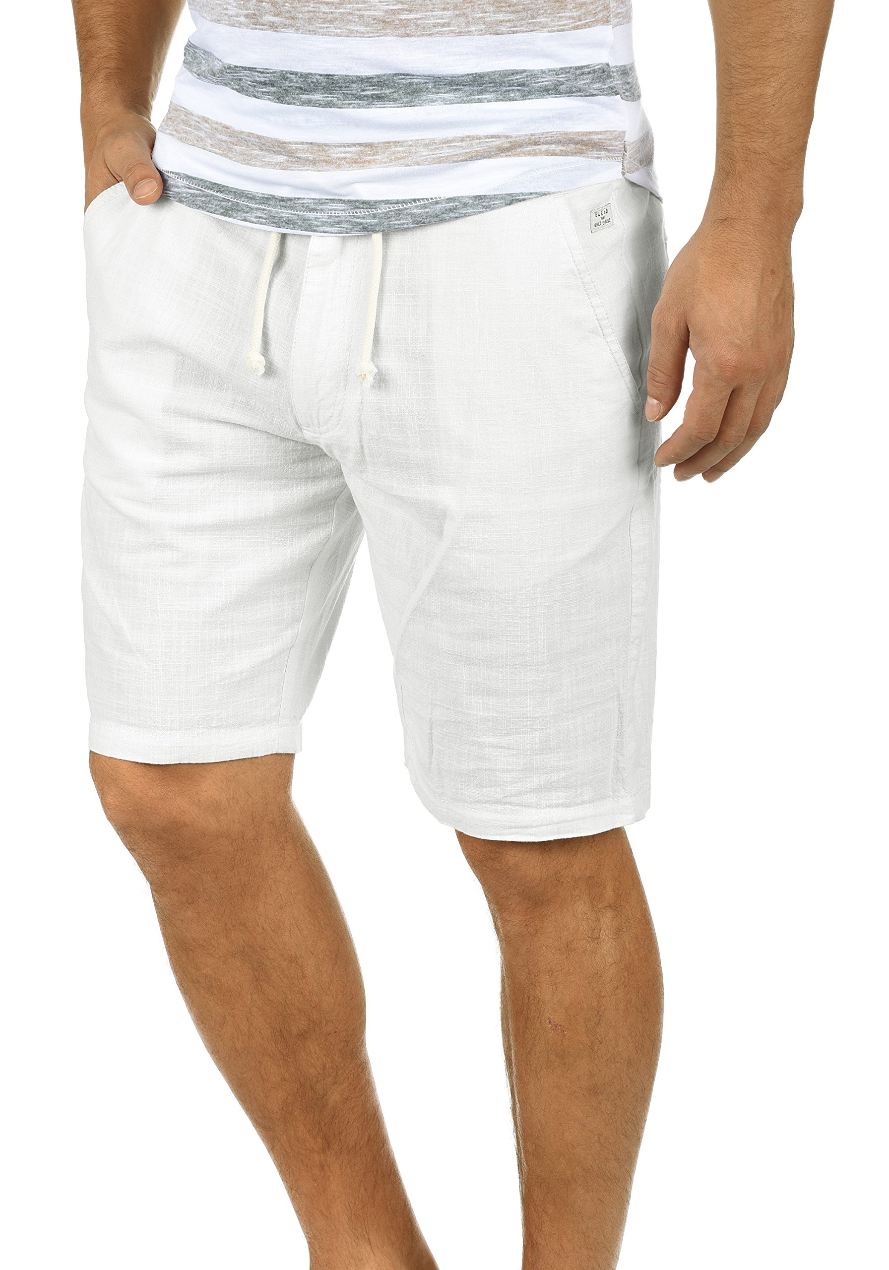 BLEND Bones Men's Linen Shorts Bermuda Made of 100% Cotton Regular- Fit, Size:XL, Colour:White (70002)