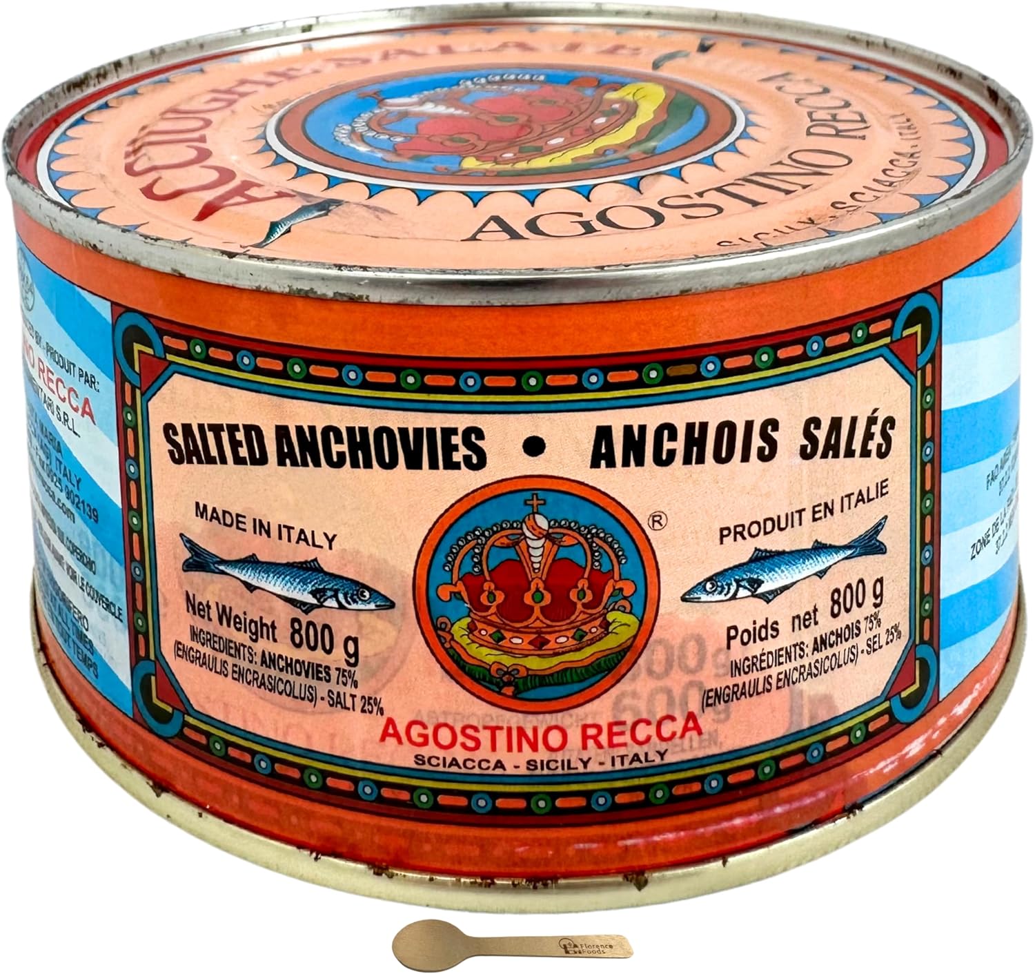 Agostino Recca Anchovies in Salt from Italy 800g (28.22 oz.) Whole