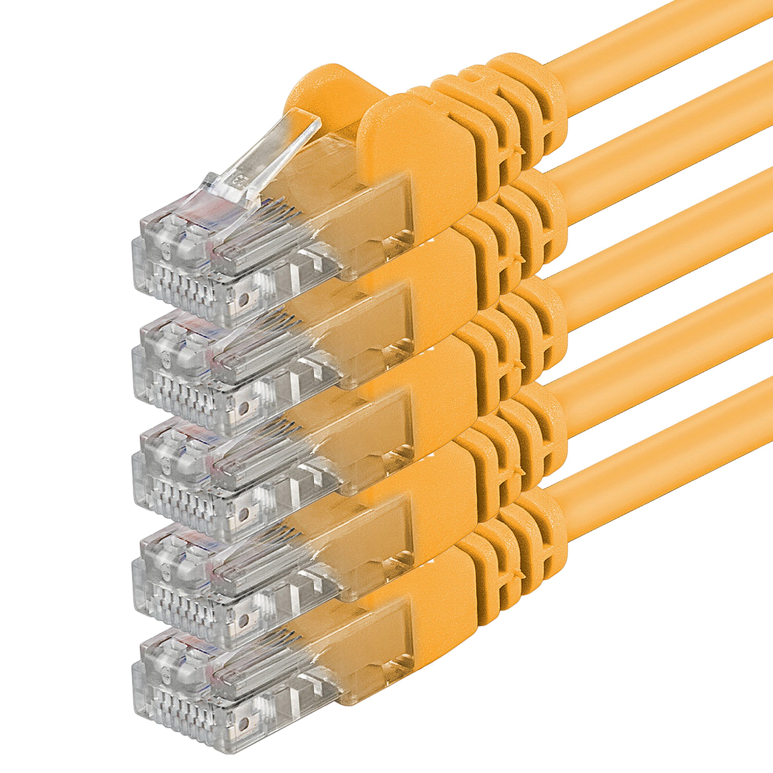 1aTTack.de 88443 5x 10m Yellow Cavo di rete Cat6 Cat 6 Ethernet LAN 1000 Mbit/s RJ45