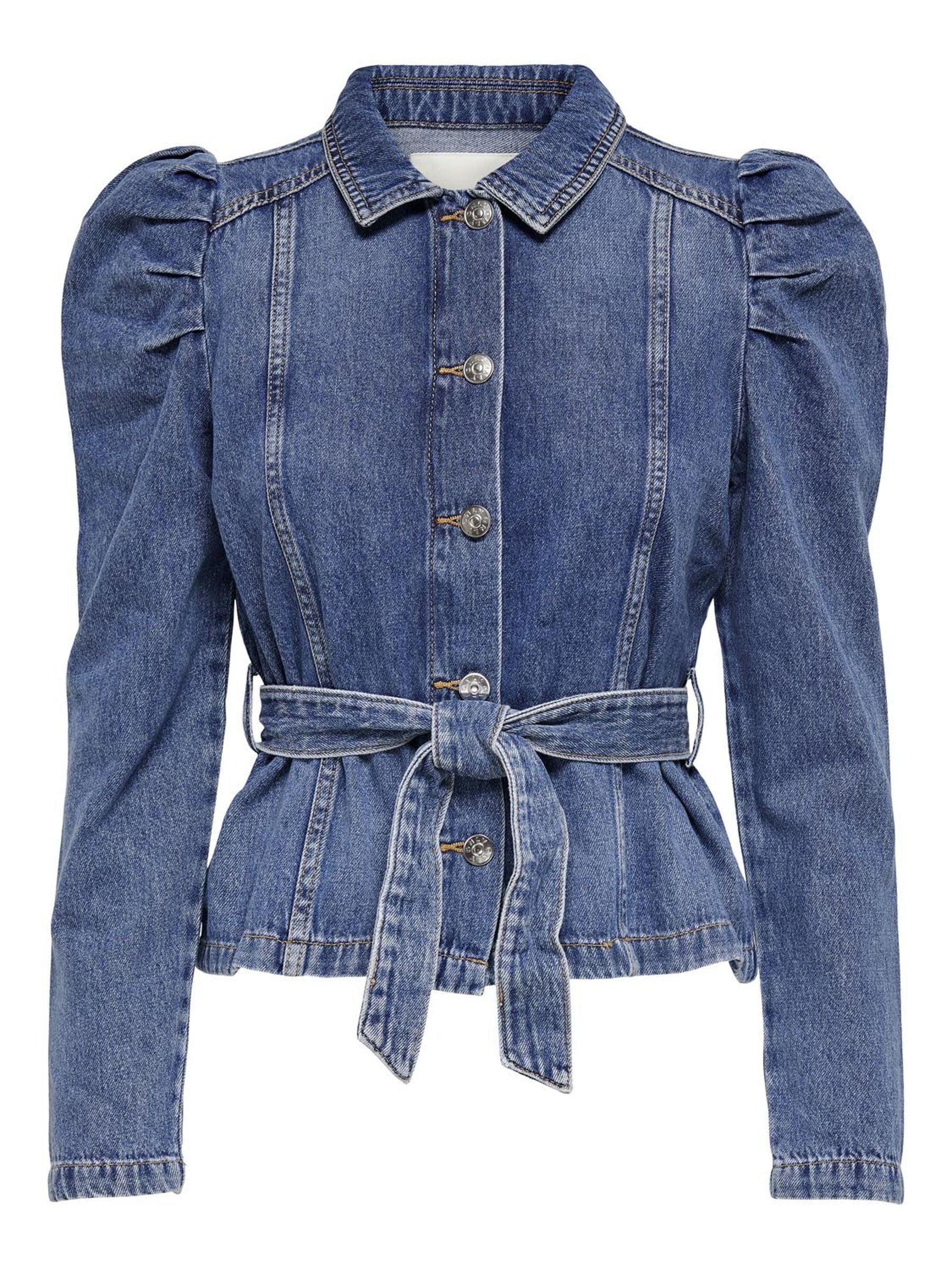 ONLY Damen Jeansjacke 'ONLJules Life' – Slim Fit, Mit Bindegürtel, Medium Blue Denim