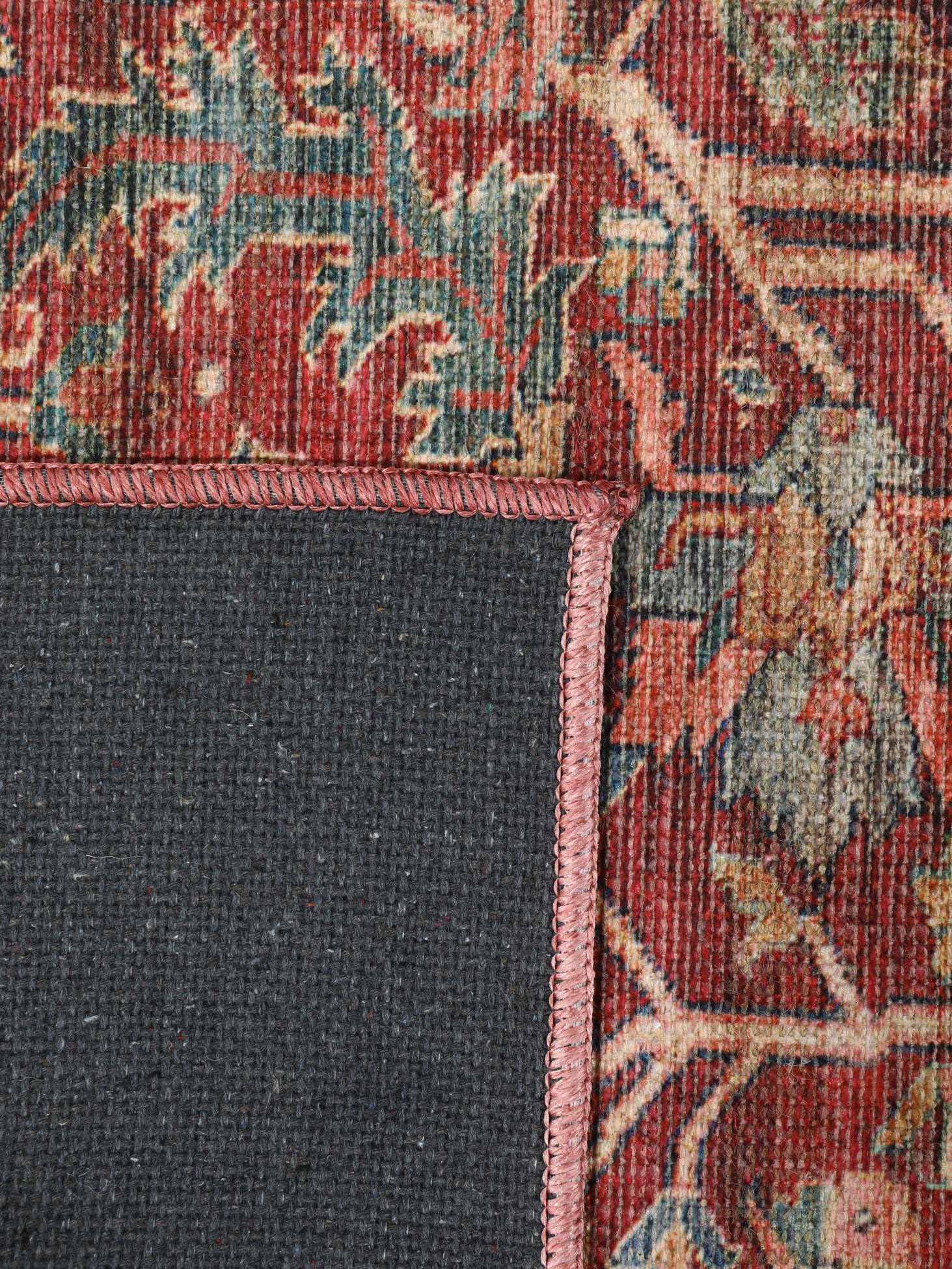 RugVista Khalifa Oriental Teppich, 80 x 350 cm, Rot | Orientalische, Rechteckig, Mittlerer Stapel, Maschinenwäsche, Oeko-Tex 100, Wohnzimmer, Schlafzimmer, Küche, Diele