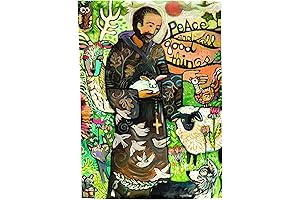 Dicksons St. Francis with Beloved Animals Artistic Fields Polyester Small Garden Flag