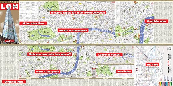 StreetSmart London Map by VanDam - City Center Street Map of London, England - Laminated folding pocket size city travel and Tube map with all museums, attractions, hotels and sights plus seven walking tours. 2026 Edition
