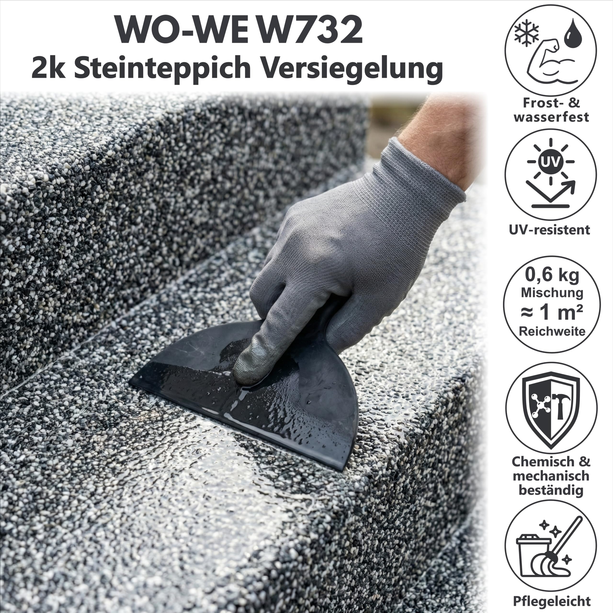 WO-WE Steinteppich Versiegelung Außen UV-Schutz Bodenversiegelung Transparent W732-1,5Kg