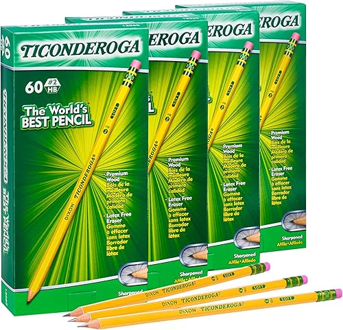 Miniatura 2 de Ticonderoga Lápices de madera, preafilados, 2 HB suaves, amarillos (240 unidades) y sin afilar (96 unidades)