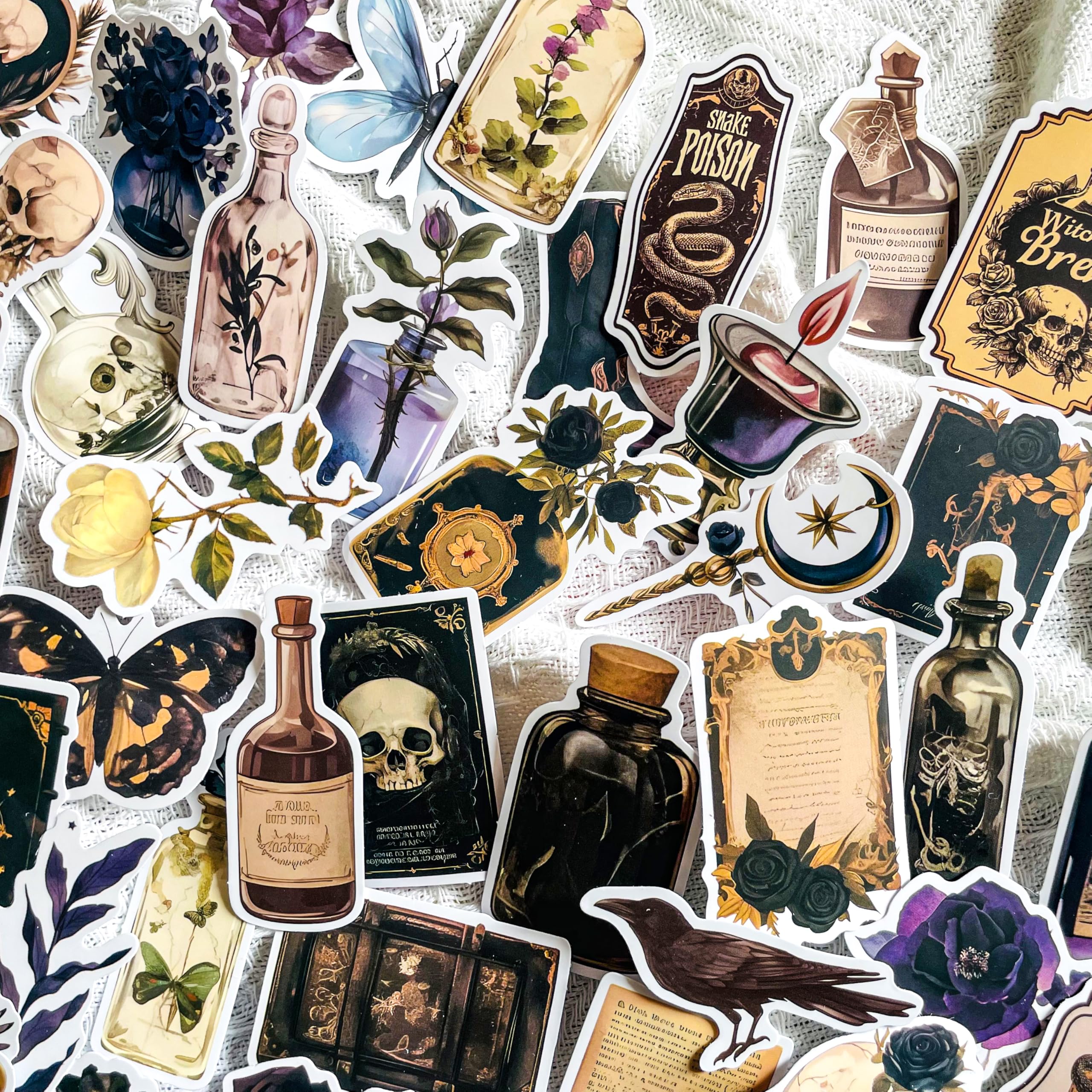 Vintage-Aufkleber für Apothekertranke, 100 Stück, Gothic, dunkle Trankflaschen, Hexe, Halloween-Dekor-Aufkleber für Scrapbooking, Tagebücher, Wasserflasche, Laptop