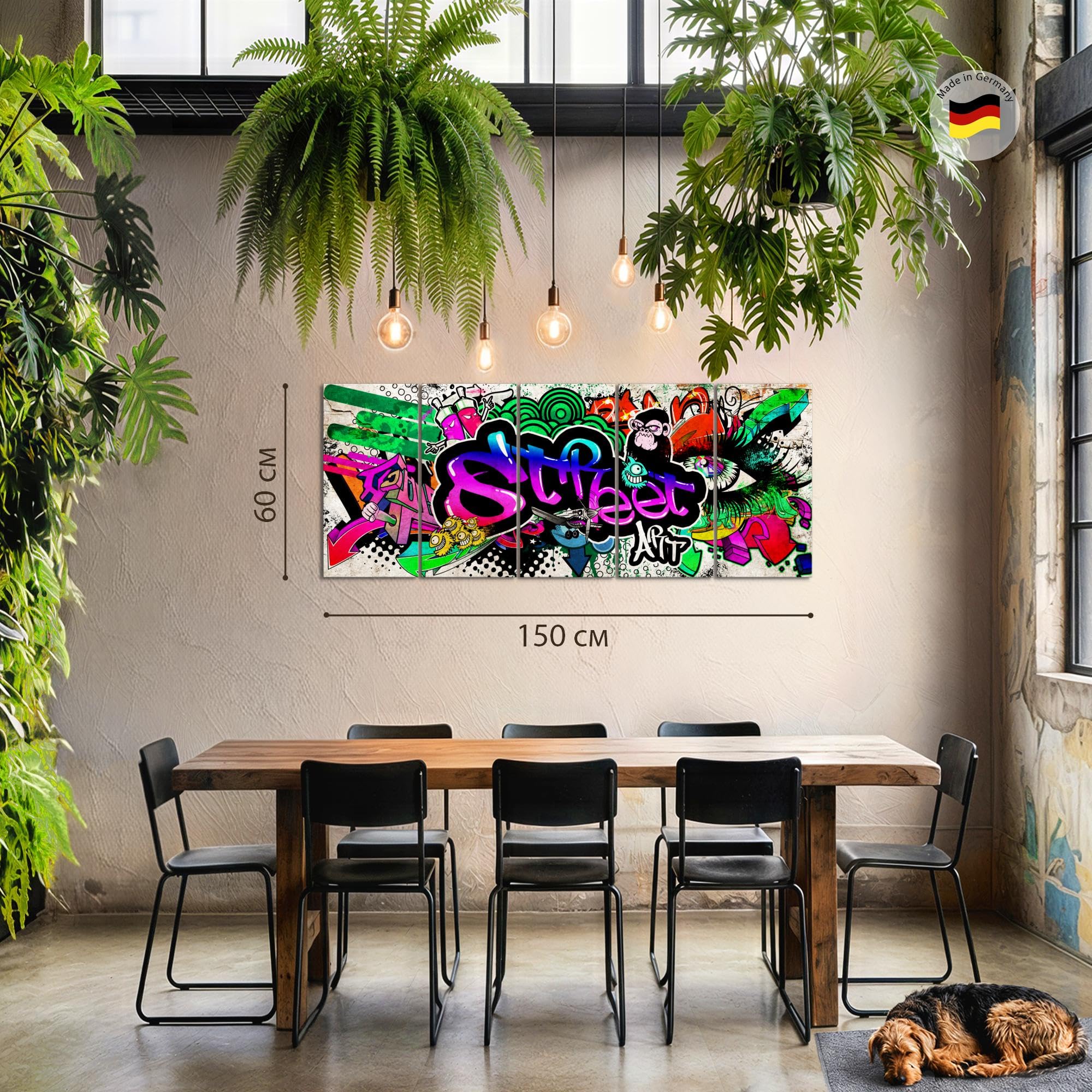 Runa Art Murali Da Parete Graffiti 5 Pezzi Quadro Tela Non Tessuta Decorazione E 752154