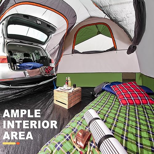 Miniatura 13 de Tienda de campaña SUV para camping, impermeable PU3000mm espacioso diseño de doble capa para 5-8 personas, incluye lluvia y bolsa de almacenamiento