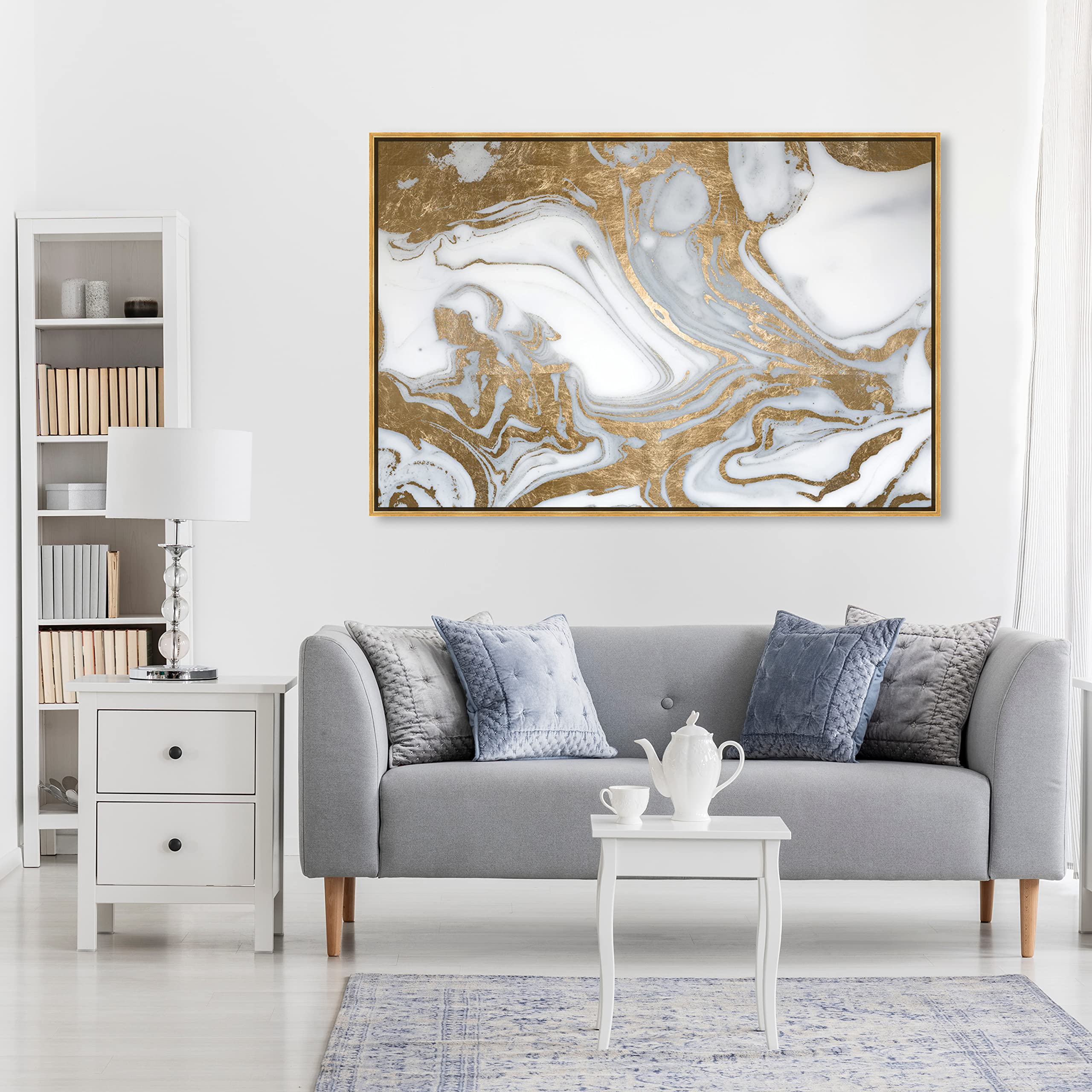 The Oliver Gal Artist Co. Abstract Wall Art Canvas Prints 'Black Tie Nights' Crystals Home Décor, 54 inch x 36 inch, Gold Frame