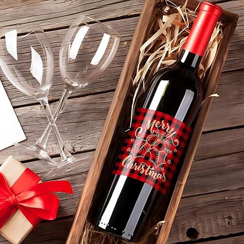 Miniatura 3 de 120 calcomanías de Navidad para botellas de vino a cuadros de Año Nuevo, 12 diseños negros y rojos, calcomanías autoadhesivas para botellas,