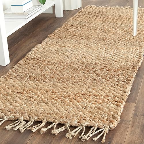 SAFAVIEH Natural Fiber Collection NF733A - Alfombra de pasillo de 2 pies 3 pulgadas x 15 pies, natural, hecho a mano, con flecos, ideal para zonas