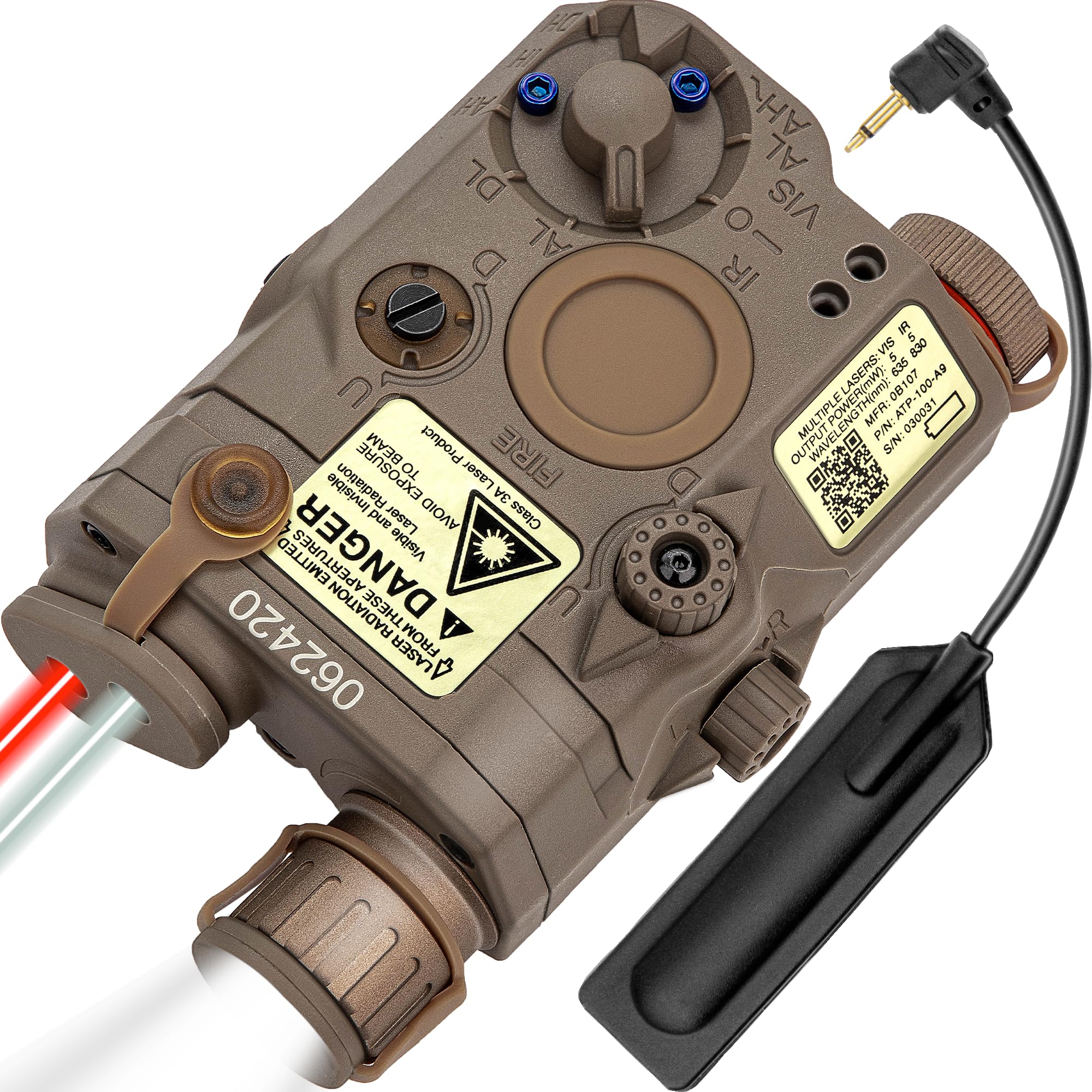 ACTIONUNION Airsoft PEQ-15 IR Laser + Visible Red Laser + White LED Flashlight