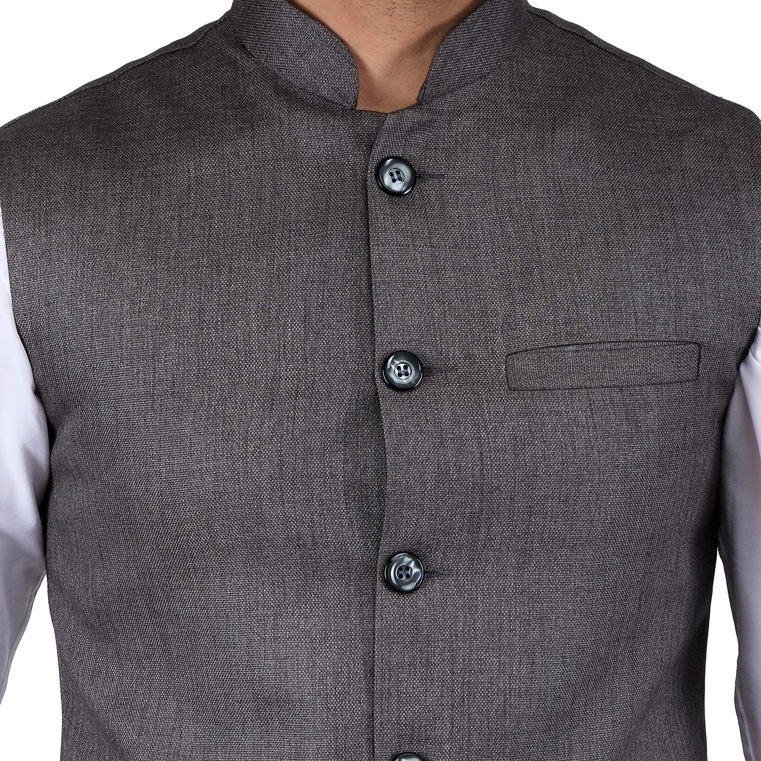 Badoliya & Sons Men's Designer Jute Nehru Jacket/Waist Coat (Grey, 40) - Image 6 thumbnail