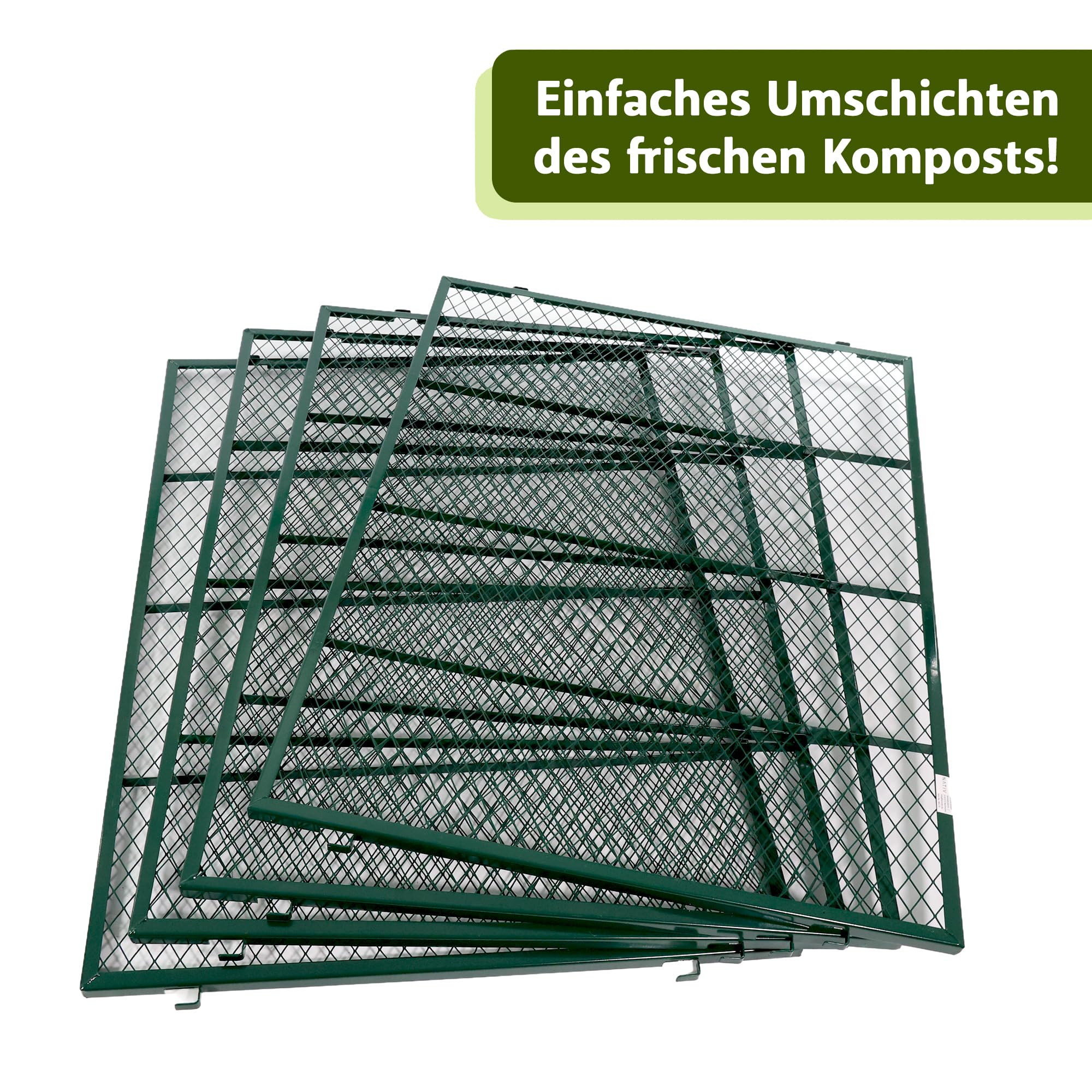 NATIV Garten Metallkomposter 80x80x70 cm dunkelgrün, Komposter mit 448 Liter Volumen, Drahtkomposter für eigenen Kompost, Metall Komposter als Kompostsieb nutzbar, Kompostierer