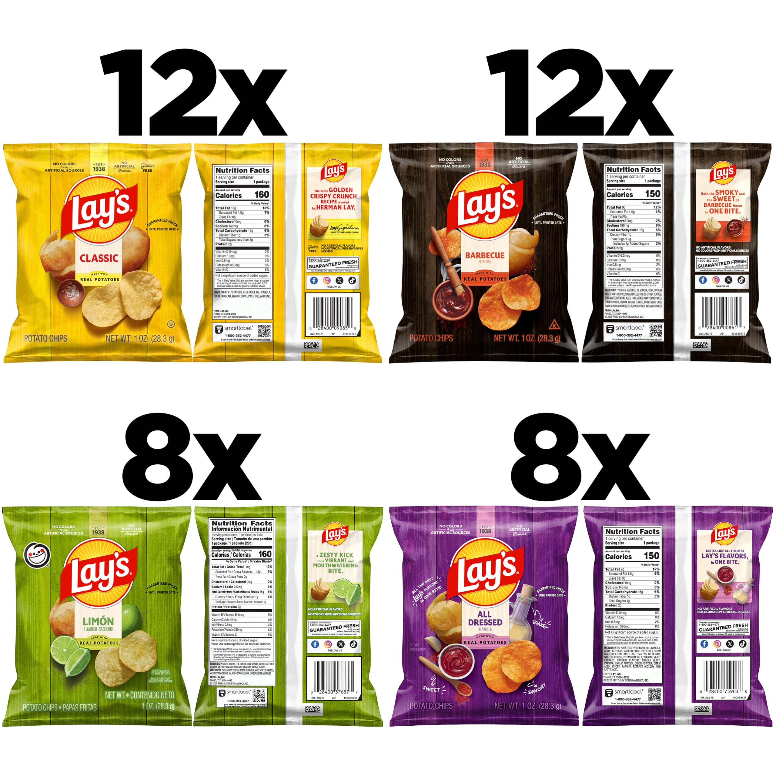Lay's Lot de 40 chips de pommes de terre classiques 28 g