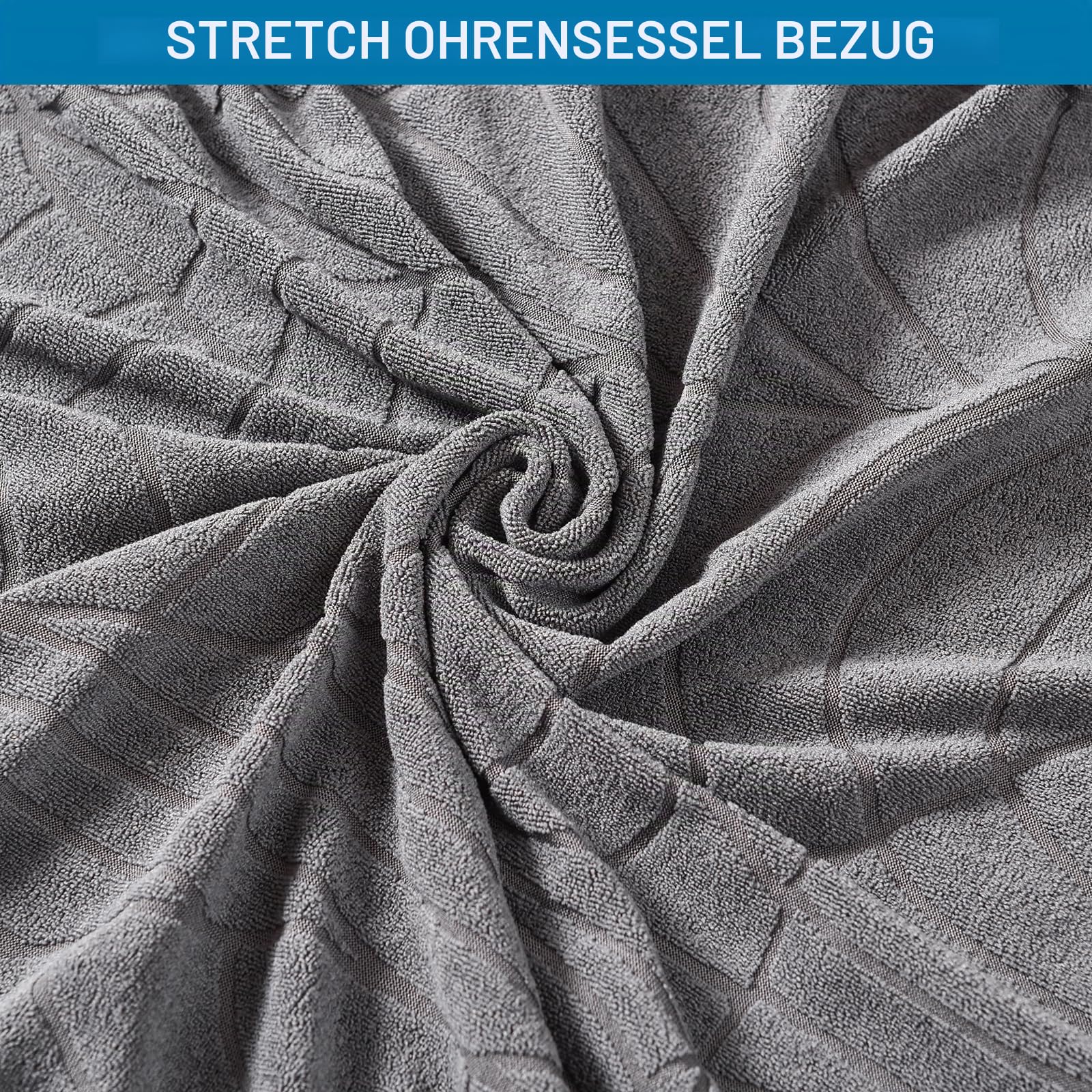 HZDHCLH Ohrensessel Überzug 2 Teilig mit Armlehnen modisch elastisch | Sofa-Schutzbezug Möbelschutz Stuhlbezug geeignet für Sessel Wohnzimmer Schlafzimmer Hotel (Dunkelgrauer Jacquard)