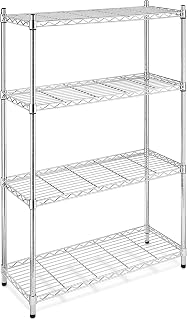 Whitmor 4 Tier Supreme Shelves, Adjustable Metal Storage Shelves, Durable Heavy Duty Shelf, 400 lbs Capacity per Shelf, Max 1600 lbs Total for Kitchen, Garage, Plant, 36"L x 14"W x 54"H, Chrome