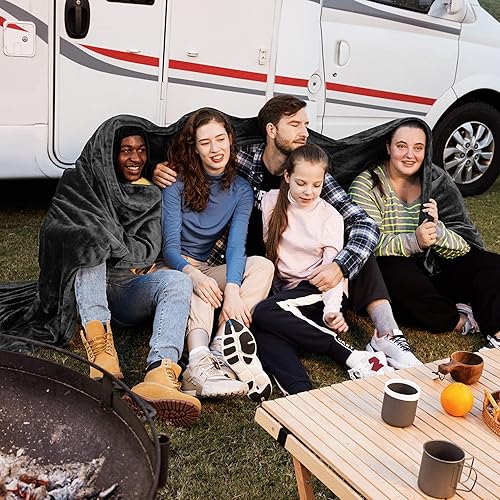 Miniatura 10 de Bedsure Manta grande tamaño King de 120 x 120 pulgadas, mantas suaves extra grandes para cama, sofá, viajes, campamento, fiesta, manta gigante