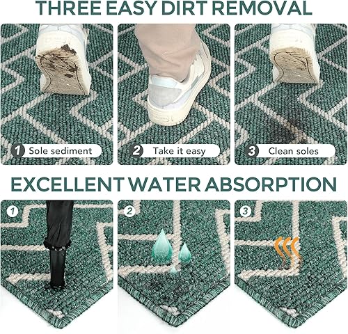 Miniatura 210 de hicorfe Juego de alfombras y tapetes de cocina, alfombra antideslizante de polipropileno súper absorbente, tapete suave y cómodo, lavable para Negro