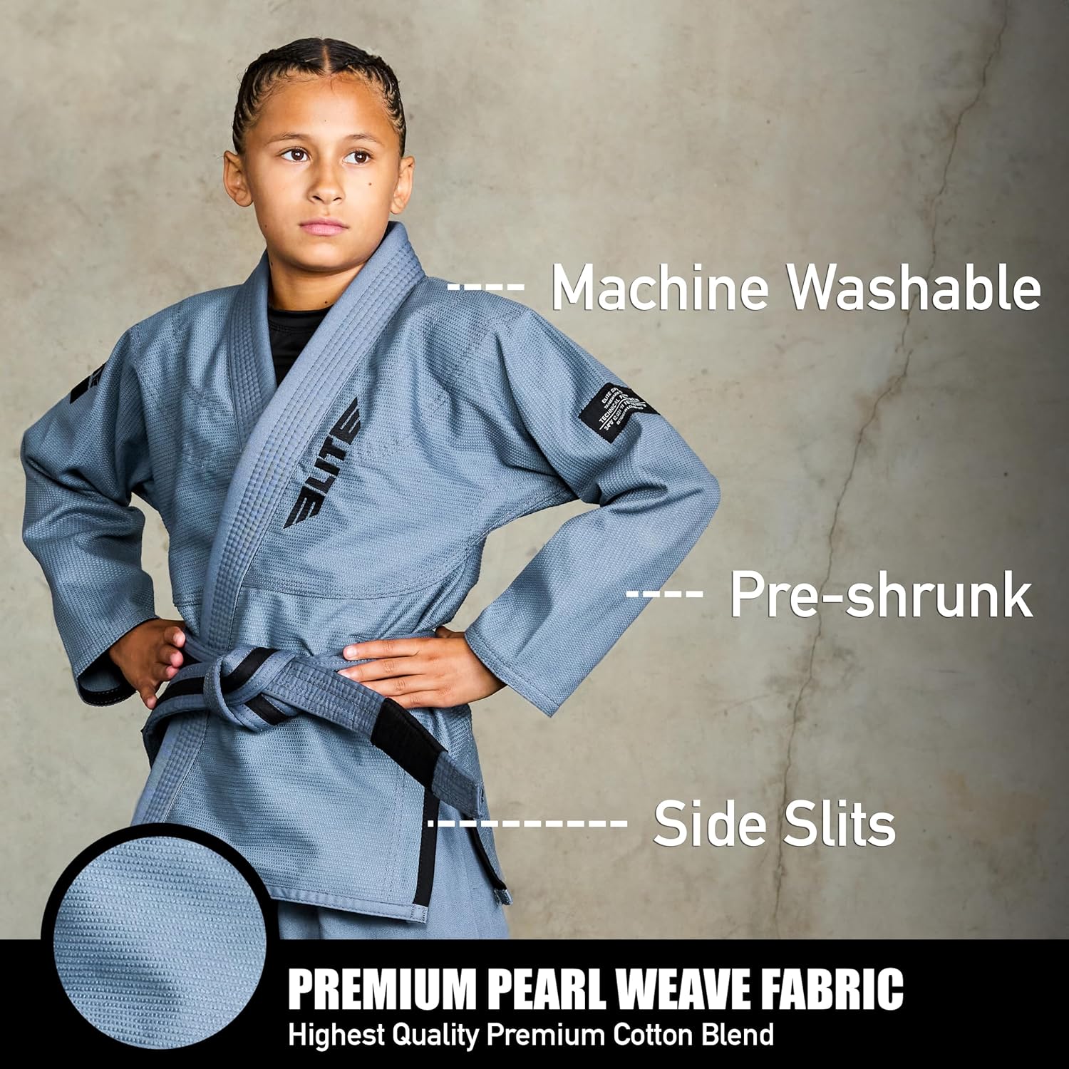 Elite Sports IBJJF Ultra Light BJJ Brazilian Jiu Jitsu Gi for Kids with Preshrunk Fabric and Free Belt - Image 3