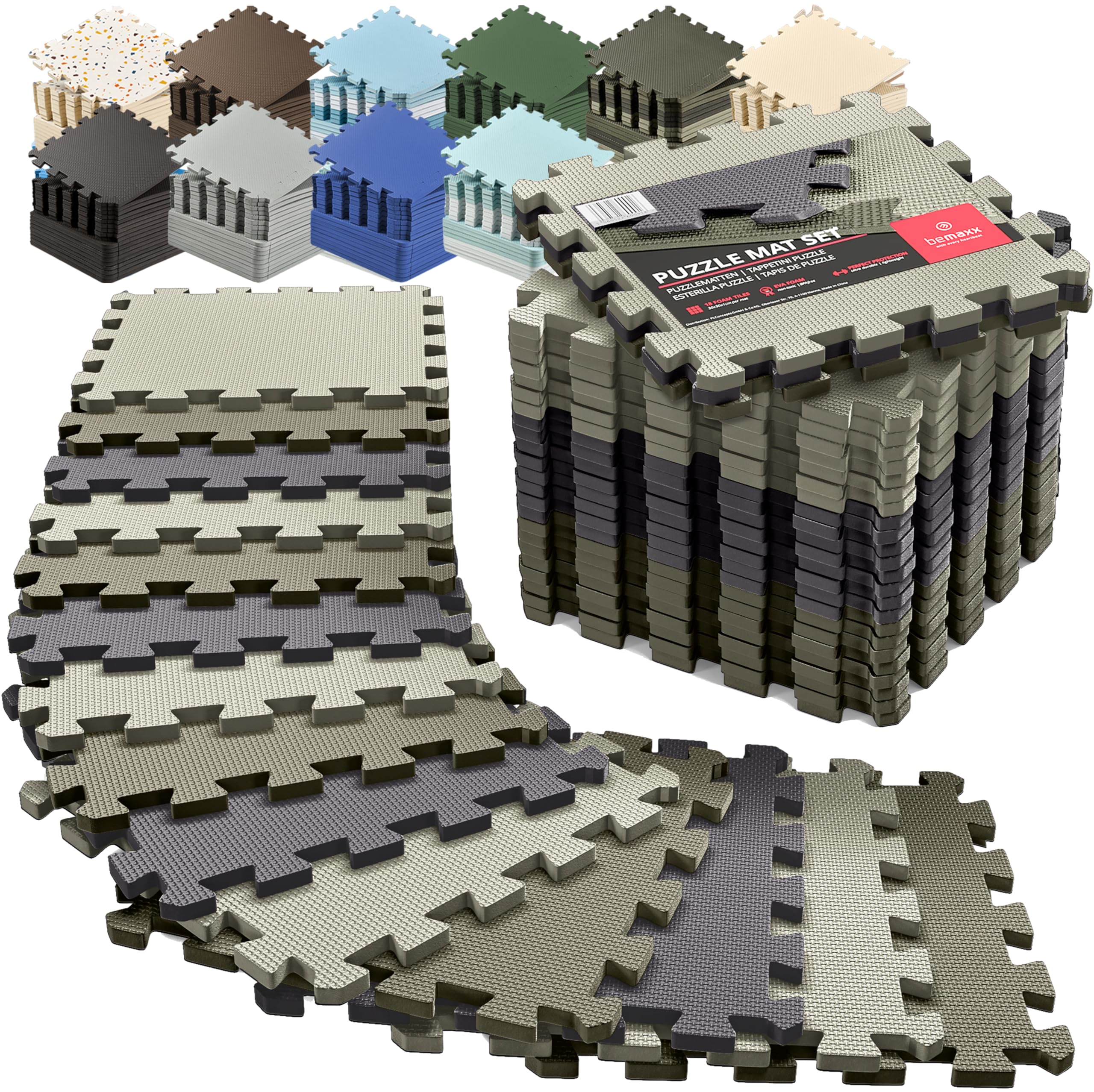 Schutzmatten Bodenschutzmatte Set Sportmatte Gymnastikmatte Puzzlematte: Puzzle Sportgeräte Matte Fitnessmatte Turnmatte Unterlegmatte Bodenmatte Sport Mat Trainingsmatte Gummimatte Yogamatte Fitness