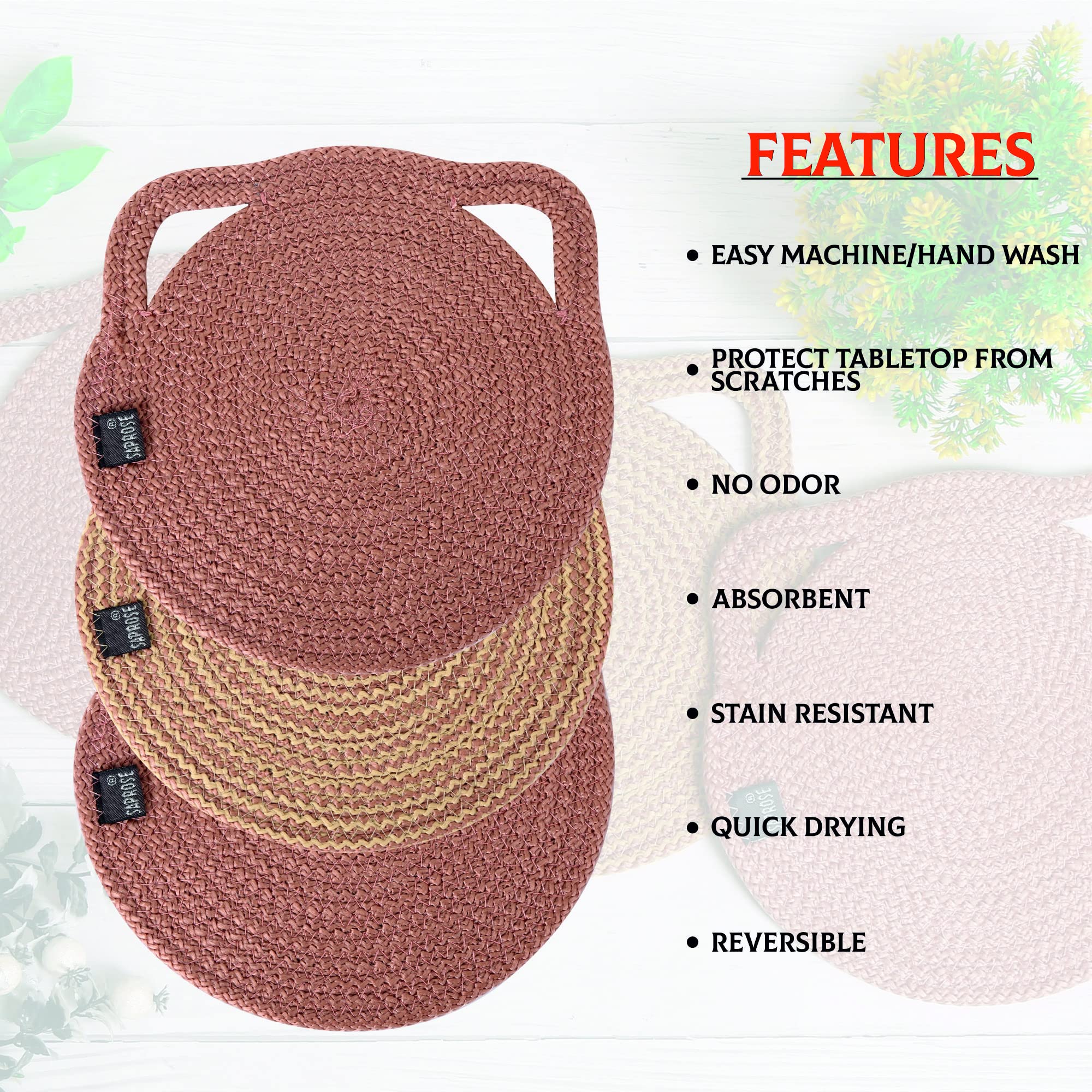 ST SAPROSE ® Polypropylene Kitty Craft Trivet (3 PCS Set, Size: 23 cm) Pot MAT, Side Table Mat, Machine Washable Small Place Mat for Casserole on Dining Table (9" Dia) (Skin) 2