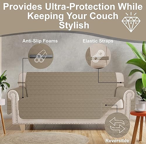 Miniatura 2 de KH - Funda para sofá, reversible, acolchada, lavable, de estilo marroquí, resistente al desgarro y al agua, protector de muebles con varillas de