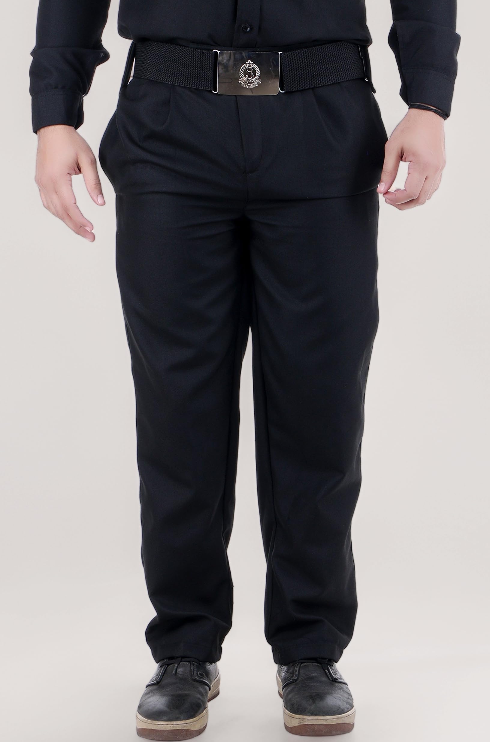 Men Regular Fit Security Guard Trouser, Pant, Uniform, Black