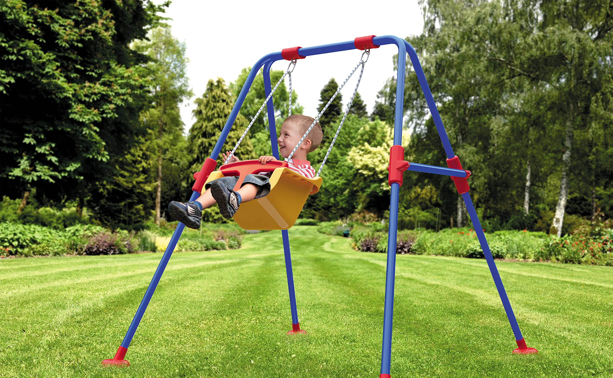 Mondo Altalena Bautiè 32001, Singola per Giardino Esterno, Struttura in Metallo, Seggiolino di Sicurezza - 1- 5 Anni Fino a 20 Kg , Colori Assortiti