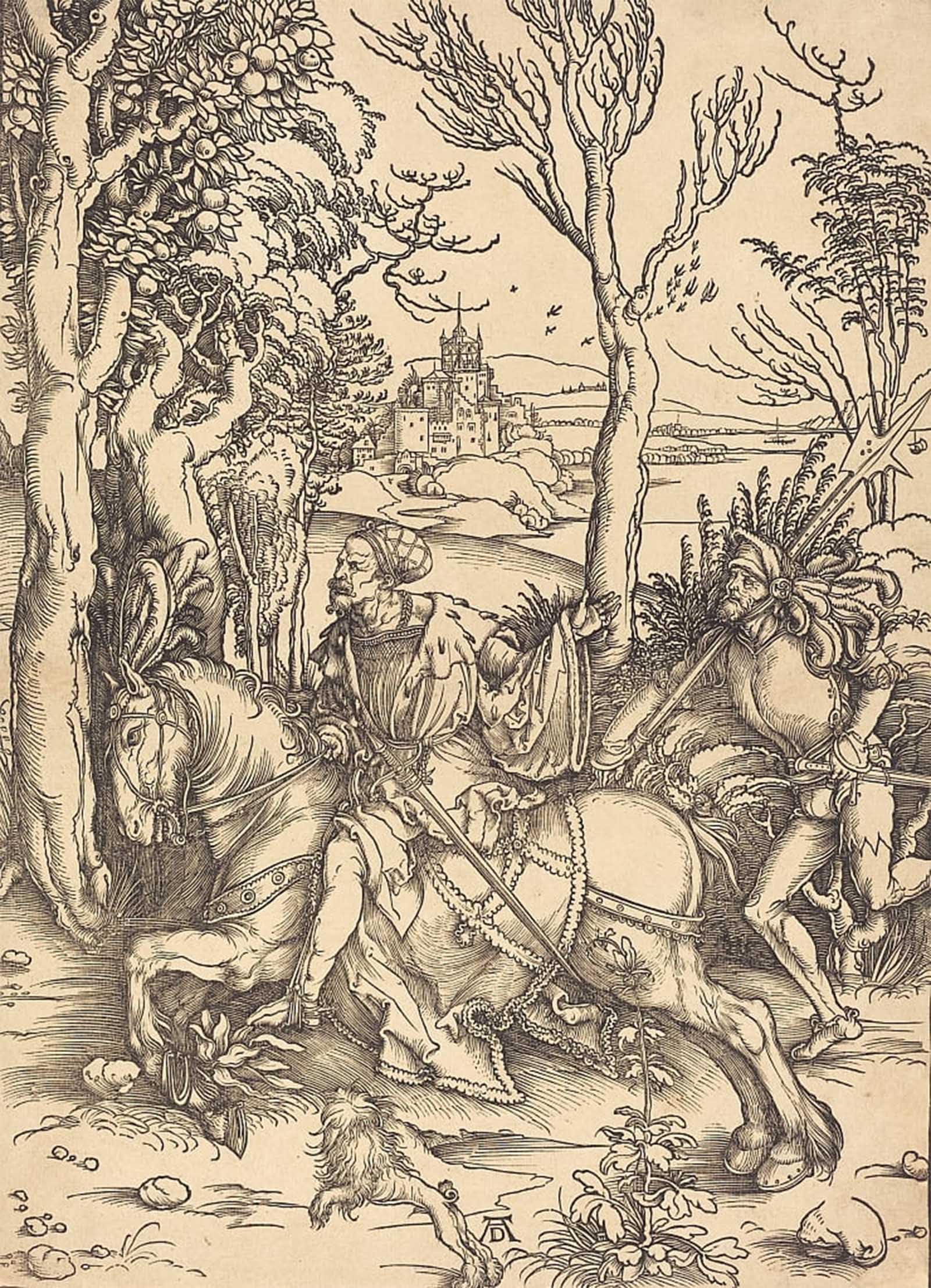 SERENDIPITP Vintage Wall Art Canvas Nordic Poster Canvas Print Picture the Knight on Horseback and the Lansquenet by Albrecht Dürer Wall Art Poster for Home Decor 60x90cm