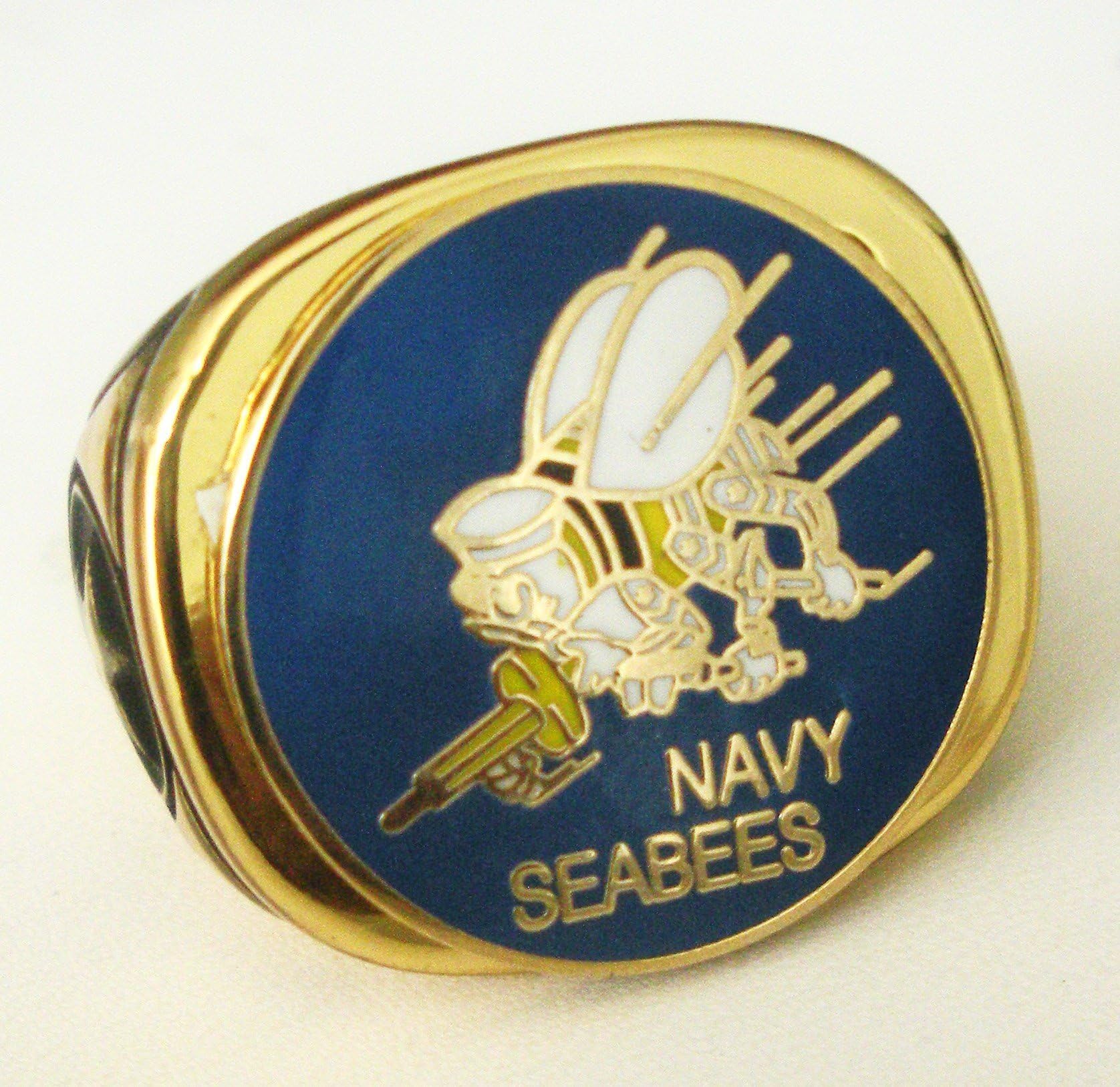Men's Navy Seebees18 Carat Gold Plated Ring