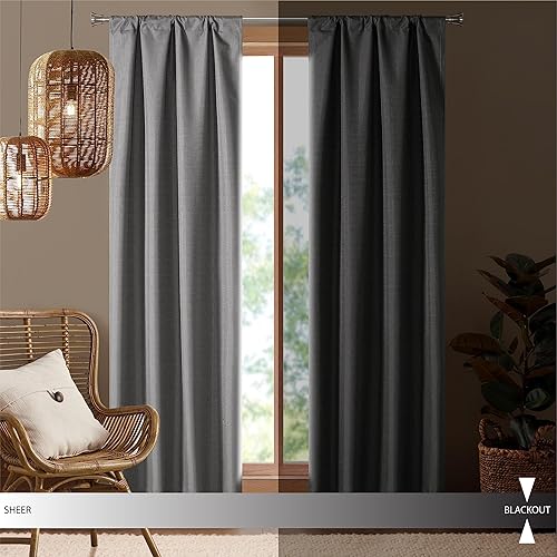 Miniatura 6 de Dearfoams Juego de 2 cortinas opacas de eficiencia energética, 37 x 84 pulgadas, color carbón