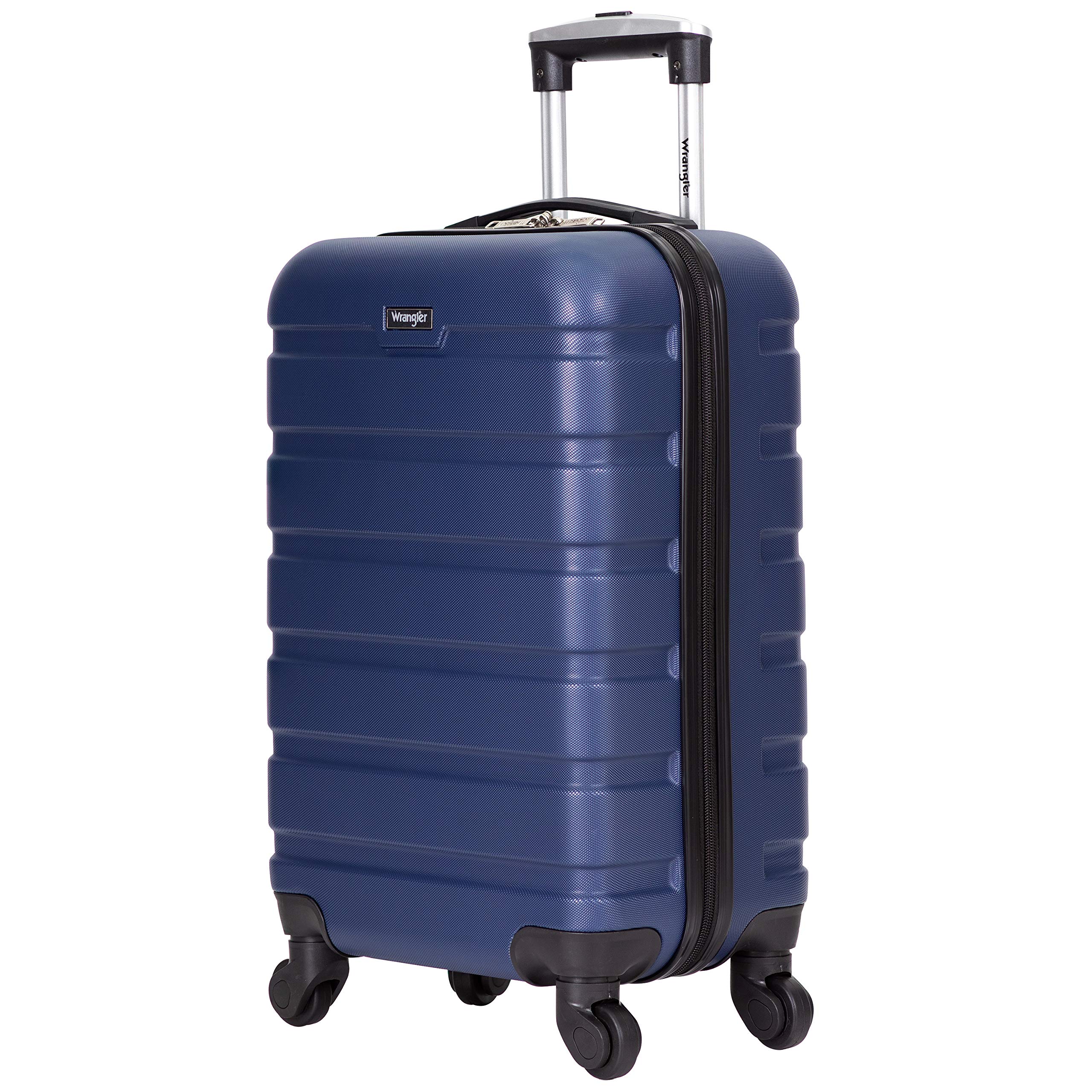 Wrangler Hardside Carry-On Spinner Luggage, Navy Blue, 20-Inch