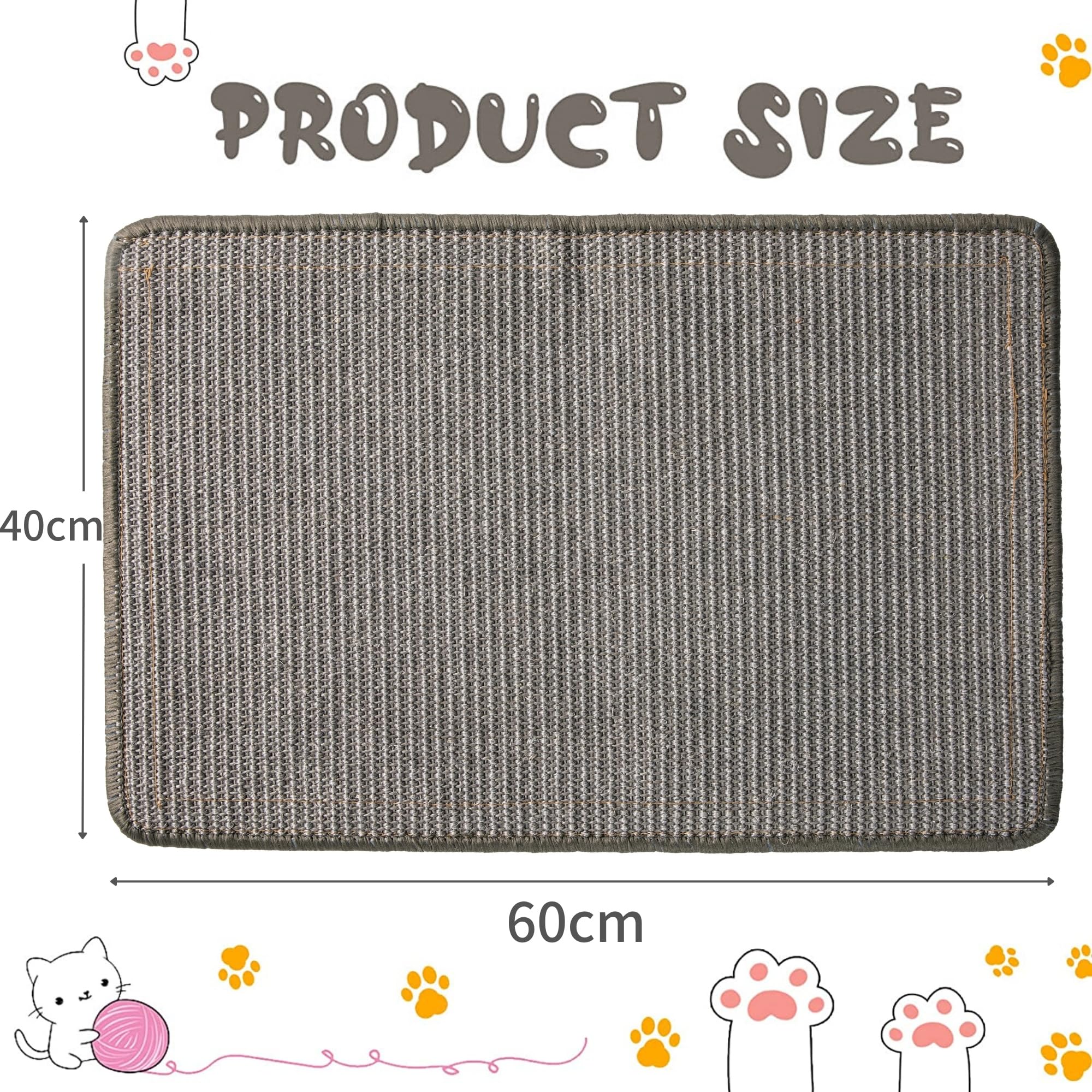 JanYoo Cat Scratching Mat for Sofa Cat Scratch Protector, Sisal for Cats Scratching Mat, Carpet, Furniture Protector, Grey, Pack of 2 - Image 3
