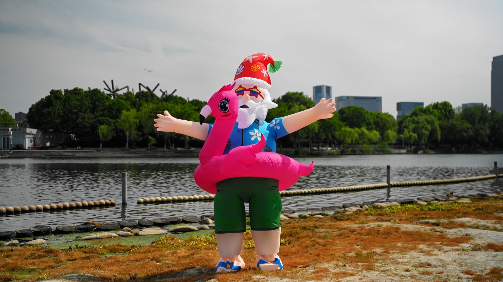 Silipull Christmas Inflatable Santa Costume Blow up,Flamingo Swimming Ring