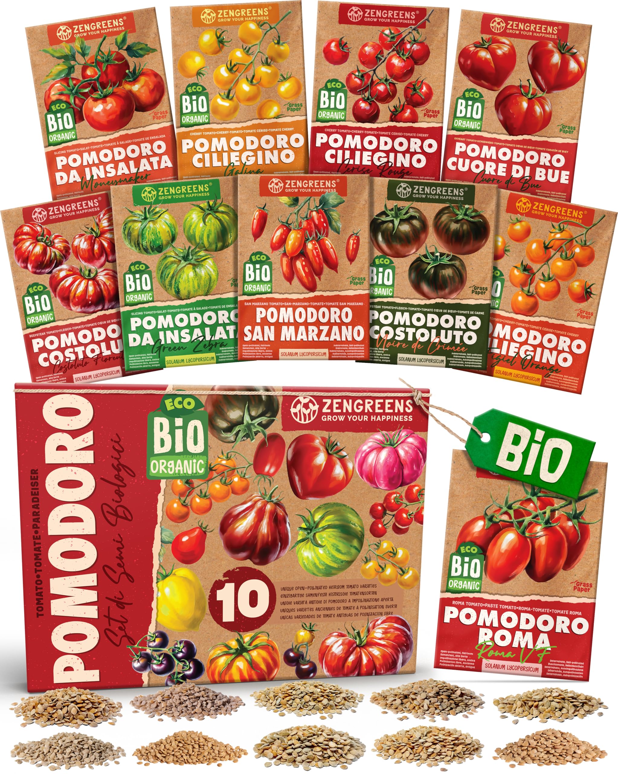 Organic Tomato Seeds Set (10 Pieces) - 10 Tomato Seeds for Easy Growing in the Garden, Balcony or Greenhouse - Seeds to Plant - Seeds