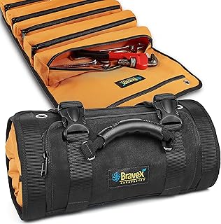 Tool Roll Tool Bag - Ballistic Nylon 1200D Kevlar Stitches YKK Zipper Wear Resistant, Zero-Abrasion Tool Bag 12 Pockets Wrench Roll Up Tool Pouch for Motorcycle Electrician Carpenter Plumber