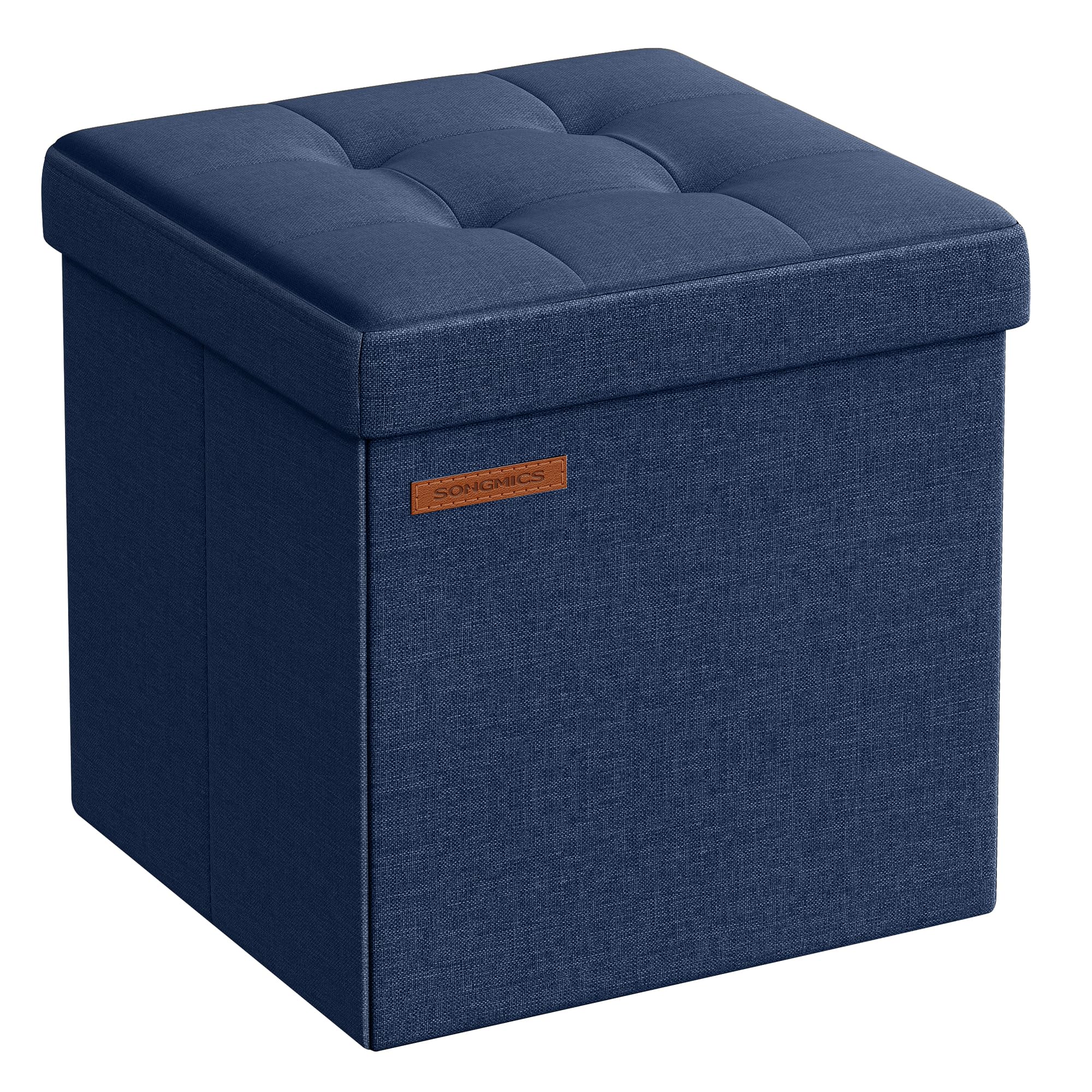 SONGMICS Storage Ottoman, Foldable Small Ottoman Foot Rest, 30 x 30 cm Foot Stool, Ottoman with Storage, Load up to 130 kg