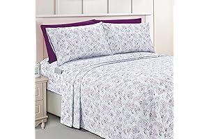 Elegant Comfort: 1500 Thread Count Paisley Purple Floral Print Queen Six-Piece Bedding Set